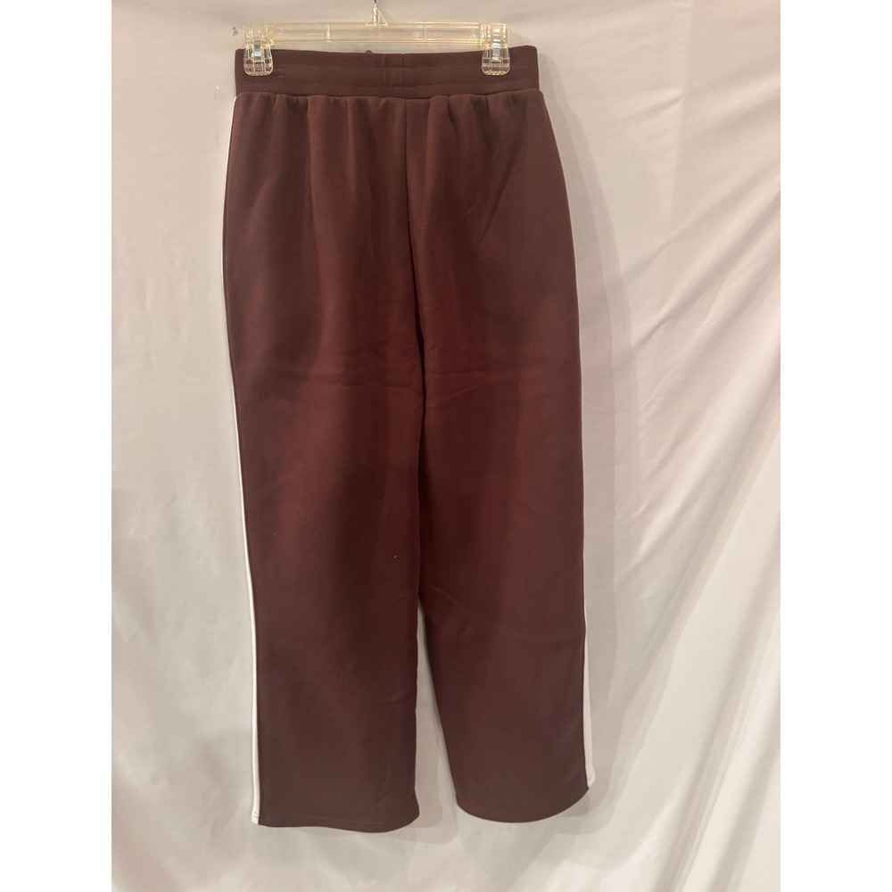 Wilo The Label Espresso Brown Wide Leg Side Stripe Sweatpants Small NWT - Picture 2 of 11